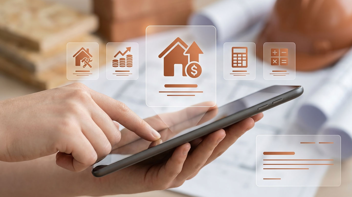 Bureau avec calculatrice et documents pour budget achat immobilier