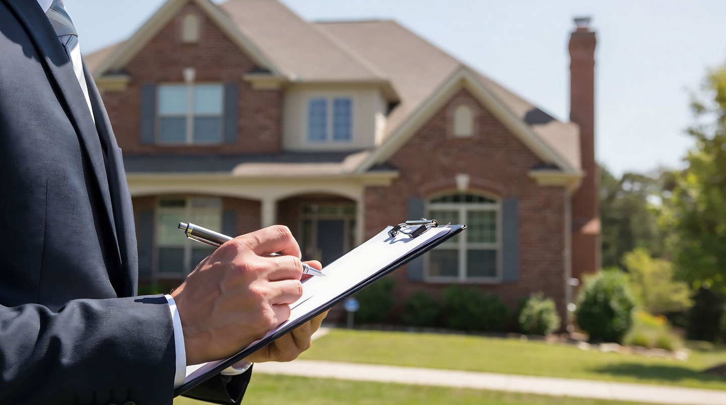 Inspecteur professionnel examinant une maison en Floride avec outils et checklist